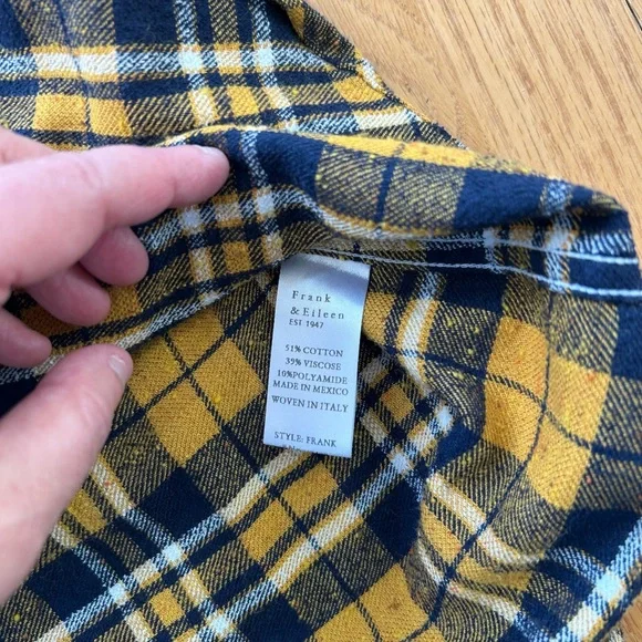Frank & Eileen Plaid Flannel Button Down Shirt Women Size XS Yellow - Picture 4 of 8